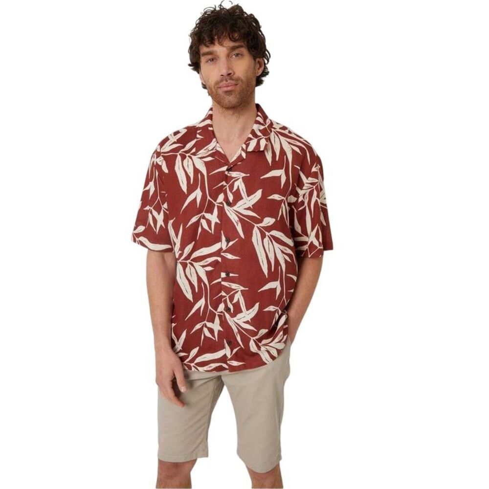 Threadbare Mens Bamba Relaxed Fit Shirt / Rust